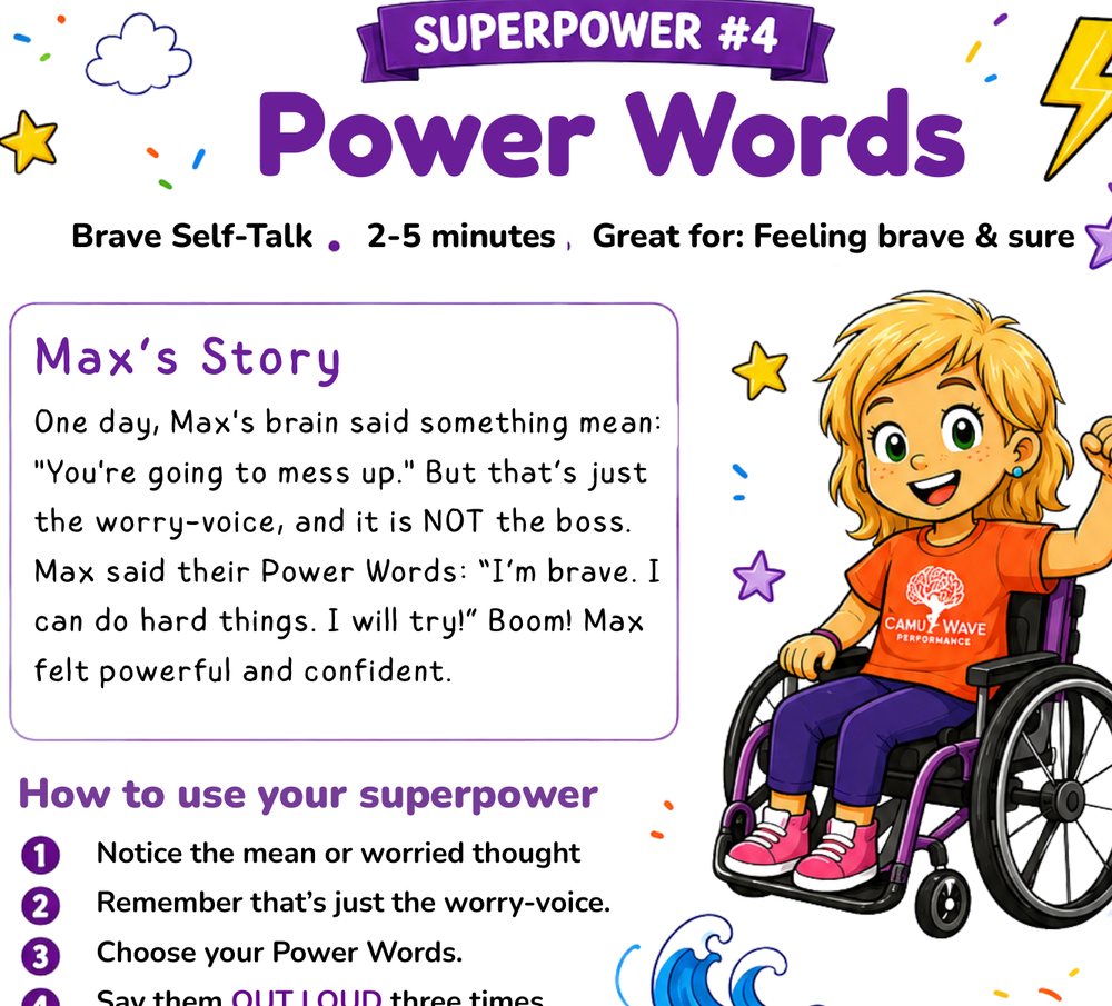 Power Words superpower page from the workbook