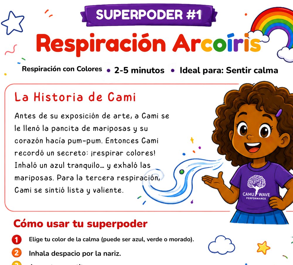 Rainbow Breathing superpower page from the workbook